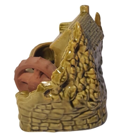 Vintage Shawnee USA Old Grist Mill Water Wheel Green Pottery Planter 769 - Picture 4 of 9